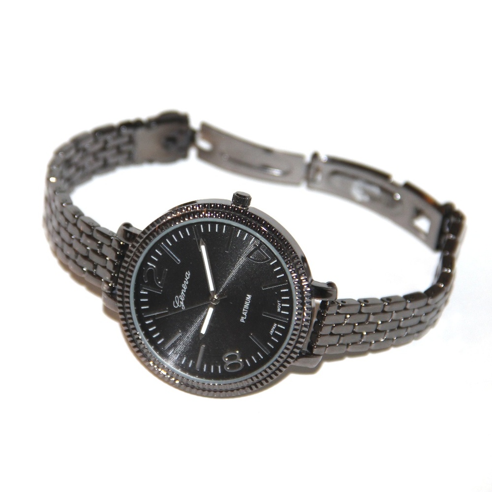 NEW Geneva Black Watch Gunmetal Omega Link Band